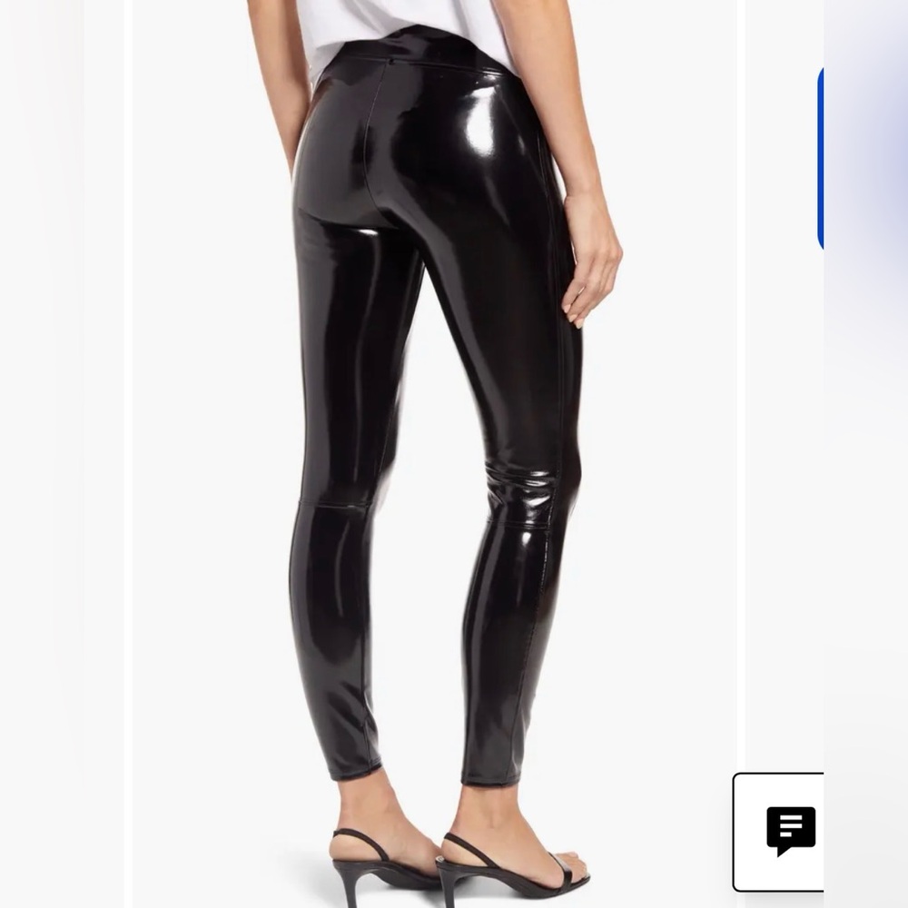 High-Shine Black Faux Patent Leather Leggings - Women Pants & Jumpsuits